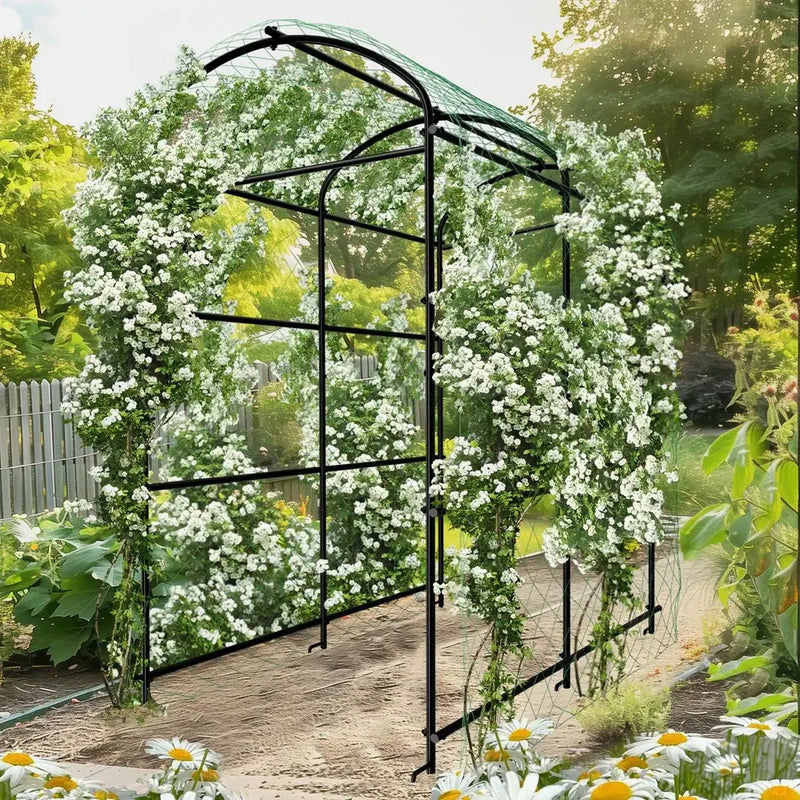 Tall black metal arched garden plant trellis garden decor