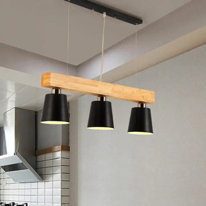 Modern wood and black 3 light dining room pendant e26 e27 base
