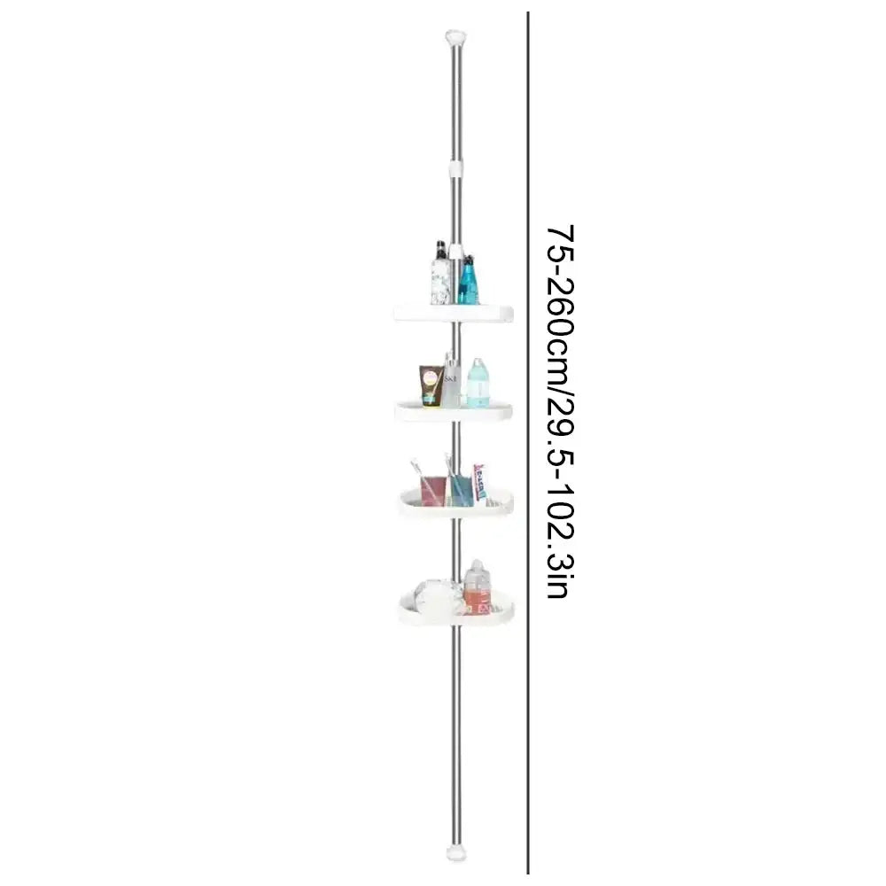 Adjustable chrome and white telescopic shower rack bathroom tension pole