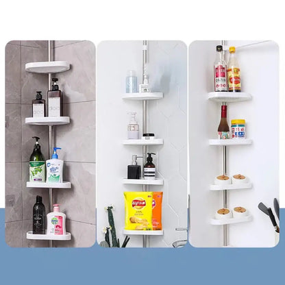 Adjustable chrome and white telescopic shower rack bathroom tension pole