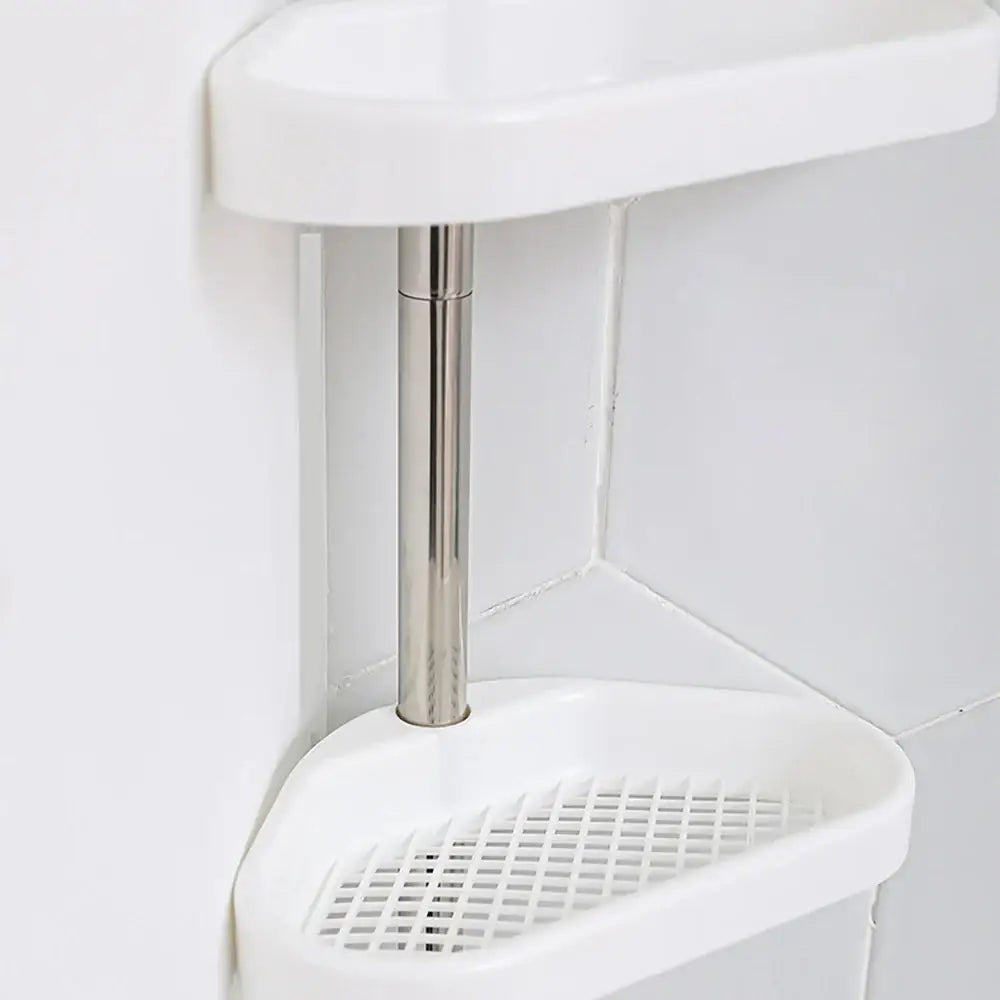 Adjustable chrome and white telescopic shower rack bathroom tension pole