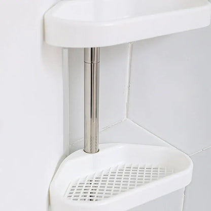 Adjustable chrome and white telescopic shower rack bathroom tension pole