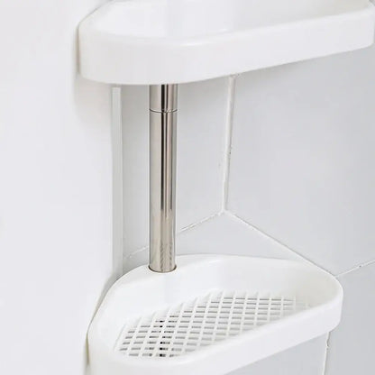 Adjustable chrome and white telescopic shower rack bathroom tension pole