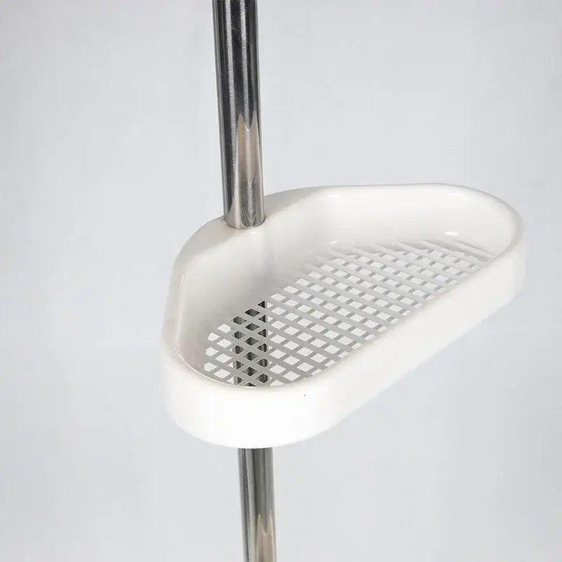 Adjustable chrome and white telescopic shower rack bathroom tension pole