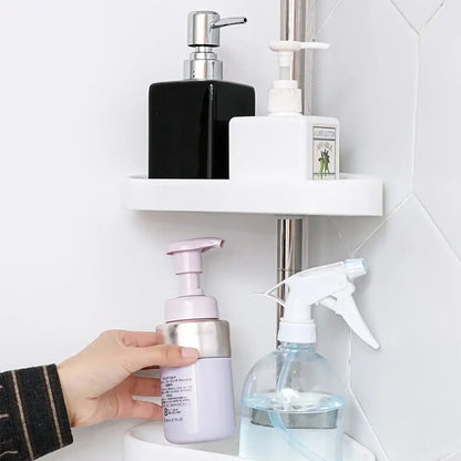 Adjustable chrome and white telescopic shower rack bathroom tension pole