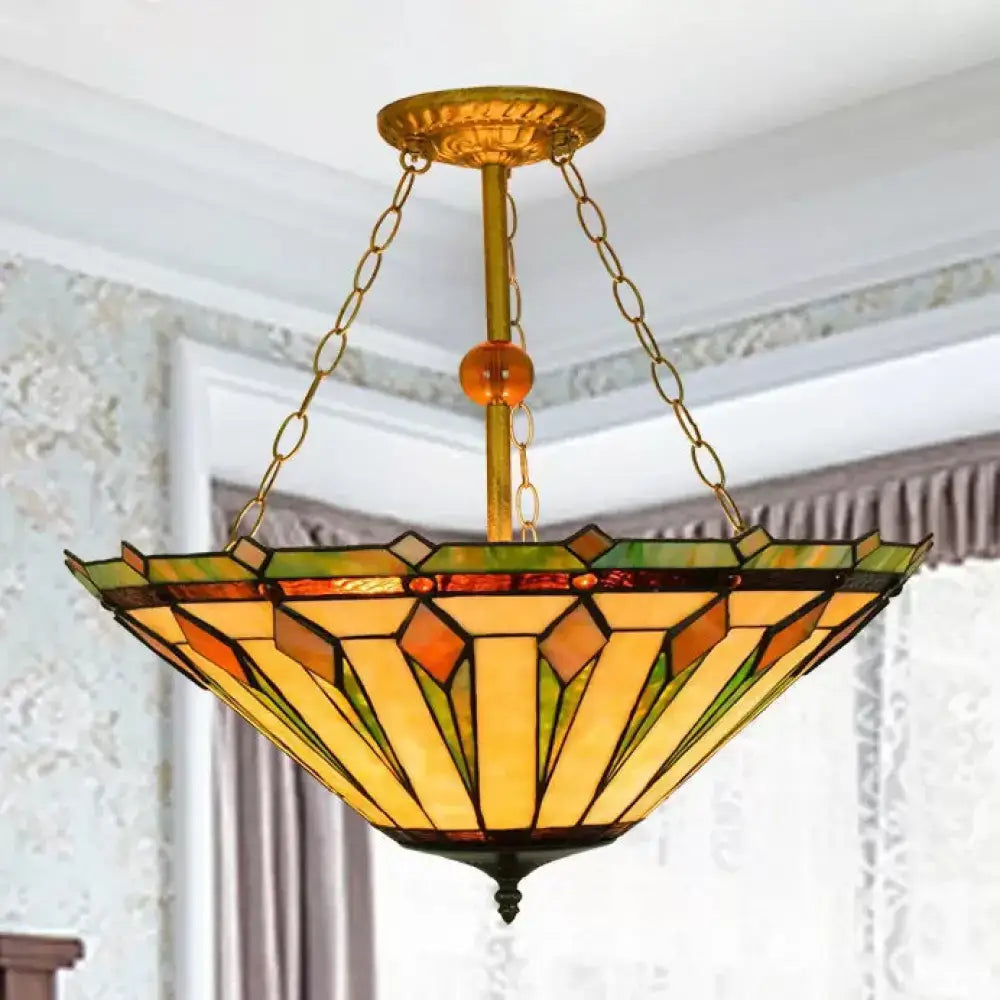 Tiffany stained glass shade semi flush mount – living room light