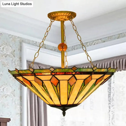 Tiffany stained glass shade semi flush mount – living room light
