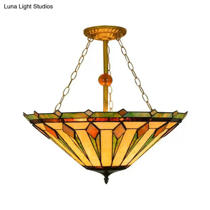 Tiffany stained glass shade semi flush mount – living room light