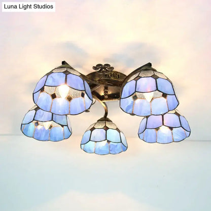 Yellow tiffany stained glass antique bronze ceiling light bedroom