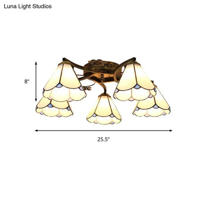 Yellow tiffany stained glass antique bronze ceiling light bedroom