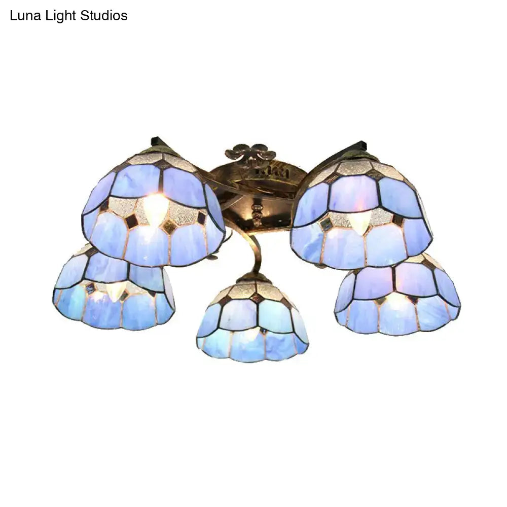 Yellow tiffany stained glass antique bronze ceiling light bedroom