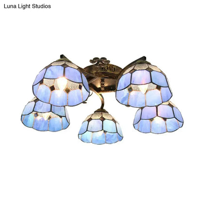 Yellow tiffany stained glass antique bronze ceiling light bedroom
