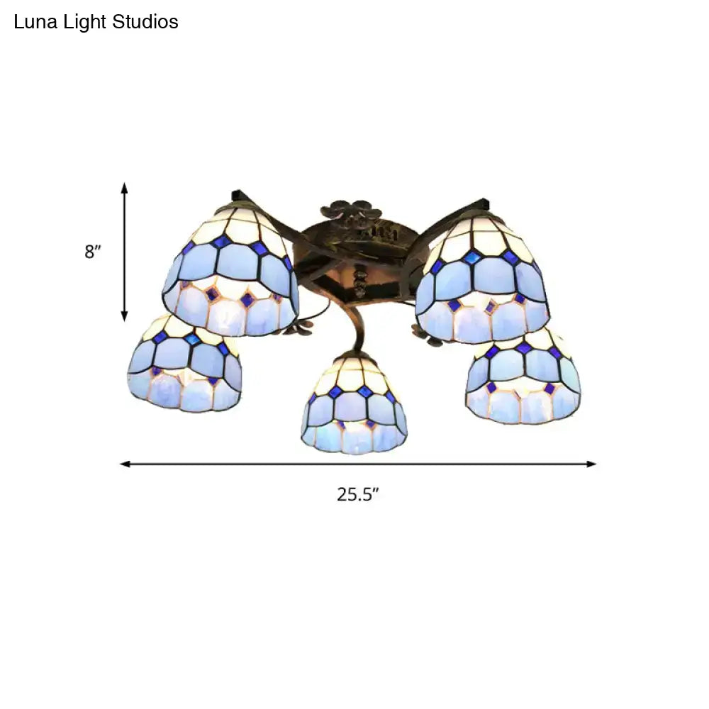 Yellow tiffany stained glass antique bronze ceiling light bedroom