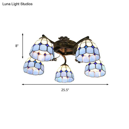 Yellow tiffany stained glass antique bronze ceiling light bedroom