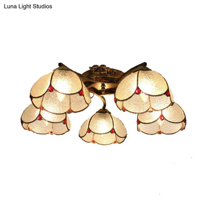Yellow tiffany stained glass antique bronze ceiling light bedroom