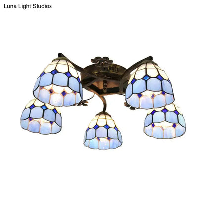 Yellow tiffany stained glass antique bronze ceiling light bedroom