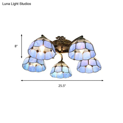 Yellow tiffany stained glass antique bronze ceiling light bedroom