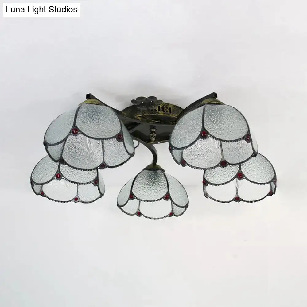 Yellow tiffany stained glass antique bronze ceiling light bedroom