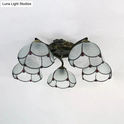 Yellow tiffany stained glass antique bronze ceiling light bedroom