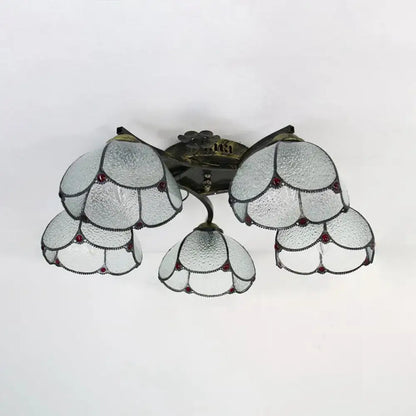 Yellow tiffany stained glass antique bronze ceiling light bedroom