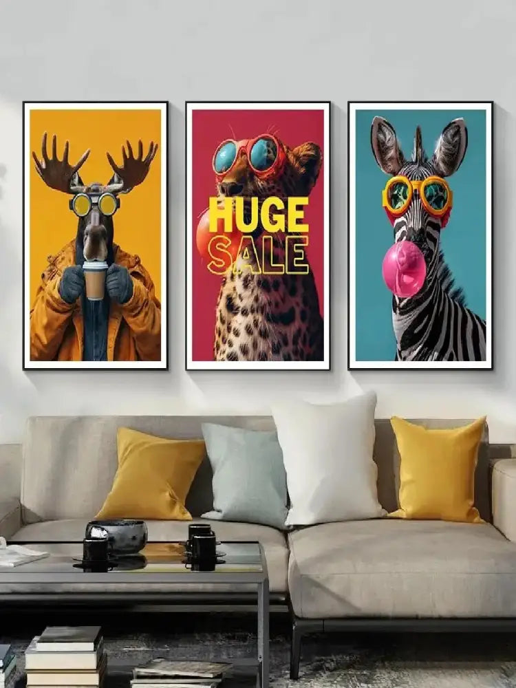 Vibrant pink cat bubblegum canvas wall art print bedroom decor