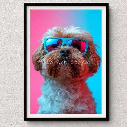 Vibrant pink cat bubblegum canvas wall art print bedroom decor