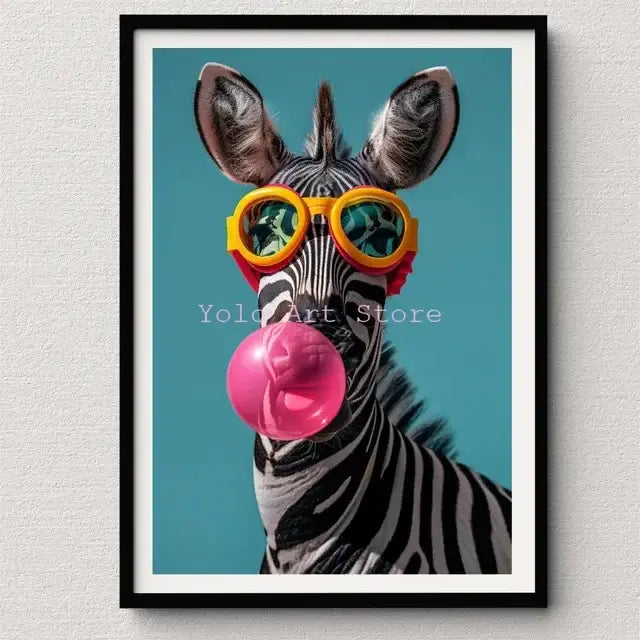 Vibrant pink cat bubblegum canvas wall art print bedroom decor