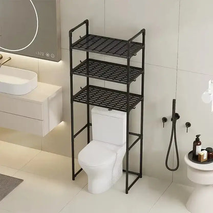 Modern black metal 3 tier toilet storage rack bathroom organizer