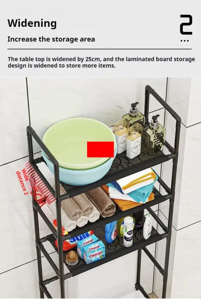 Modern black metal 3 tier toilet storage rack bathroom organizer