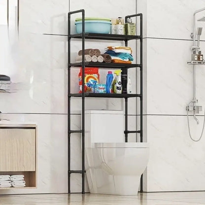 Modern black metal 3 tier toilet storage rack bathroom organizer