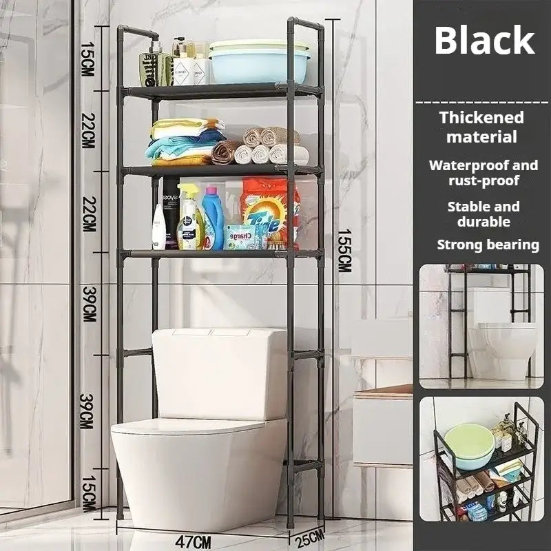 Modern black metal 3 tier toilet storage rack bathroom organizer