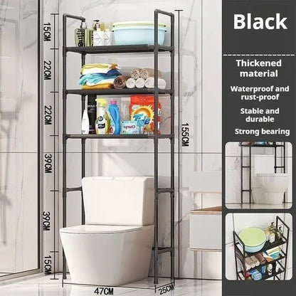 Modern black metal 3 tier toilet storage rack bathroom organizer