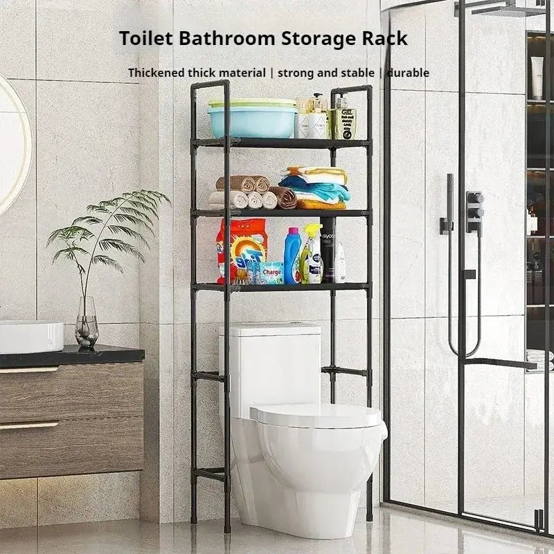 Modern black metal 3 tier toilet storage rack bathroom organizer