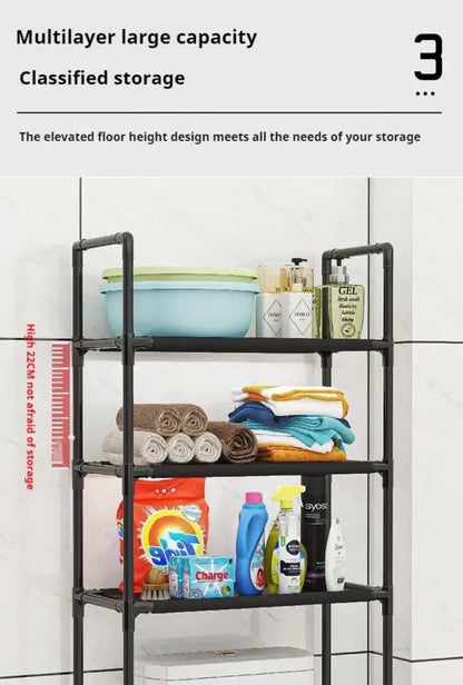 Modern black metal 3 tier toilet storage rack bathroom organizer