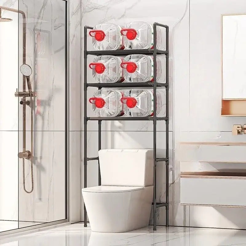 Modern black metal 3 tier toilet storage rack bathroom organizer