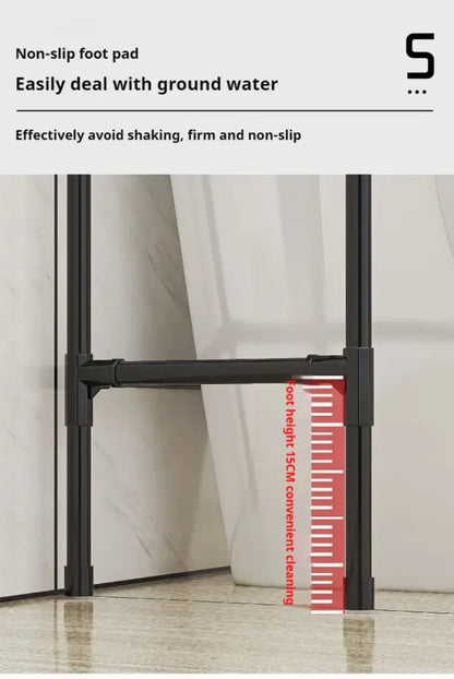 Modern black metal 3 tier toilet storage rack bathroom organizer