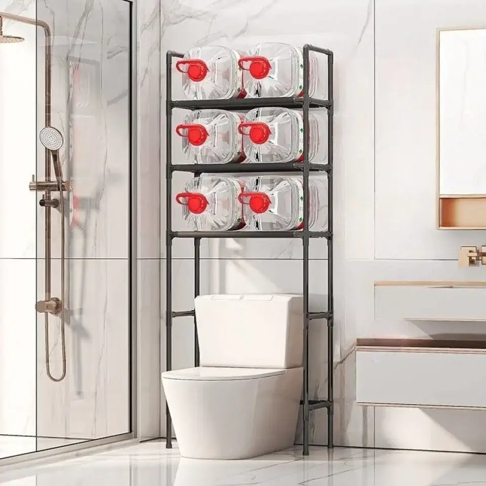 Modern black metal 3 tier toilet storage rack bathroom organizer