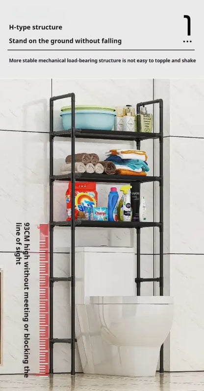 Modern black metal 3 tier toilet storage rack bathroom organizer