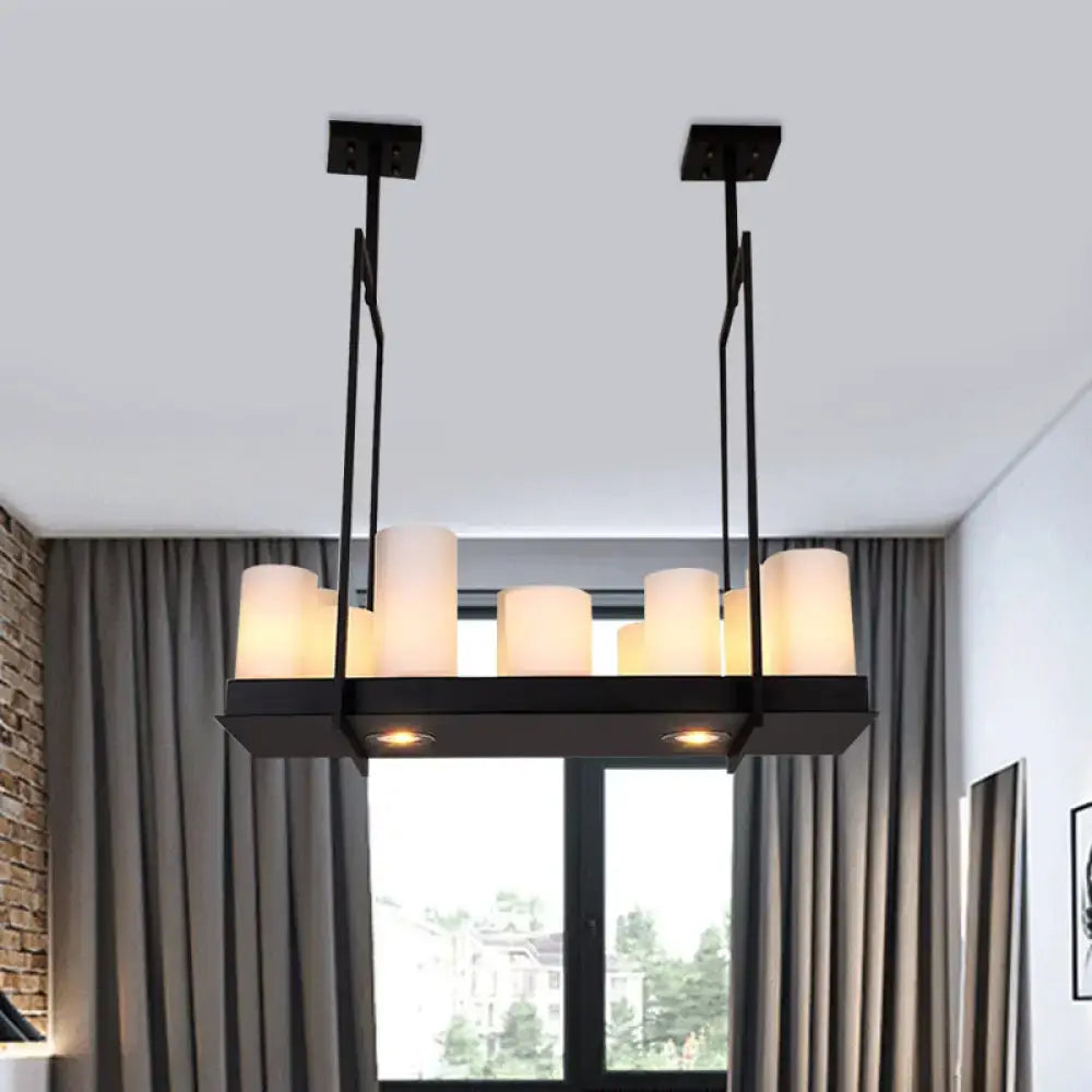 Traditional barrel frosted glass island pendant – dining room light