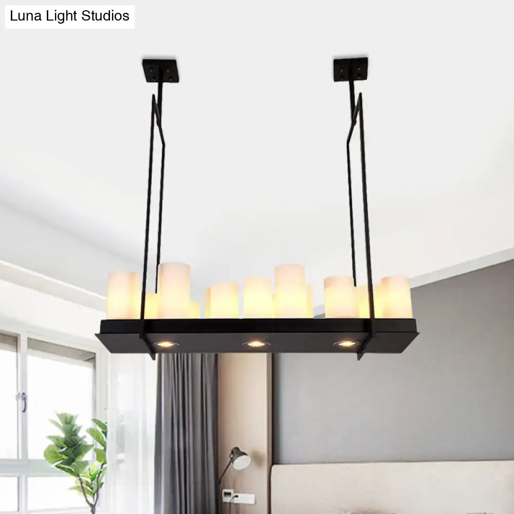 Traditional barrel frosted glass island pendant – dining room light