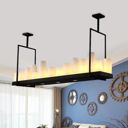 Traditional barrel frosted glass island pendant – dining room light