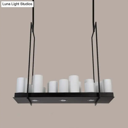 Traditional barrel frosted glass island pendant – dining room light
