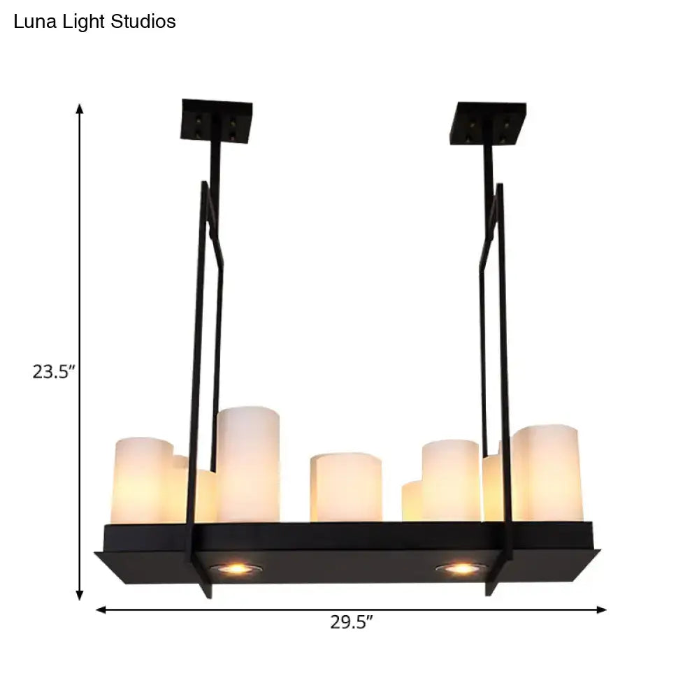 Traditional barrel frosted glass island pendant – dining room light