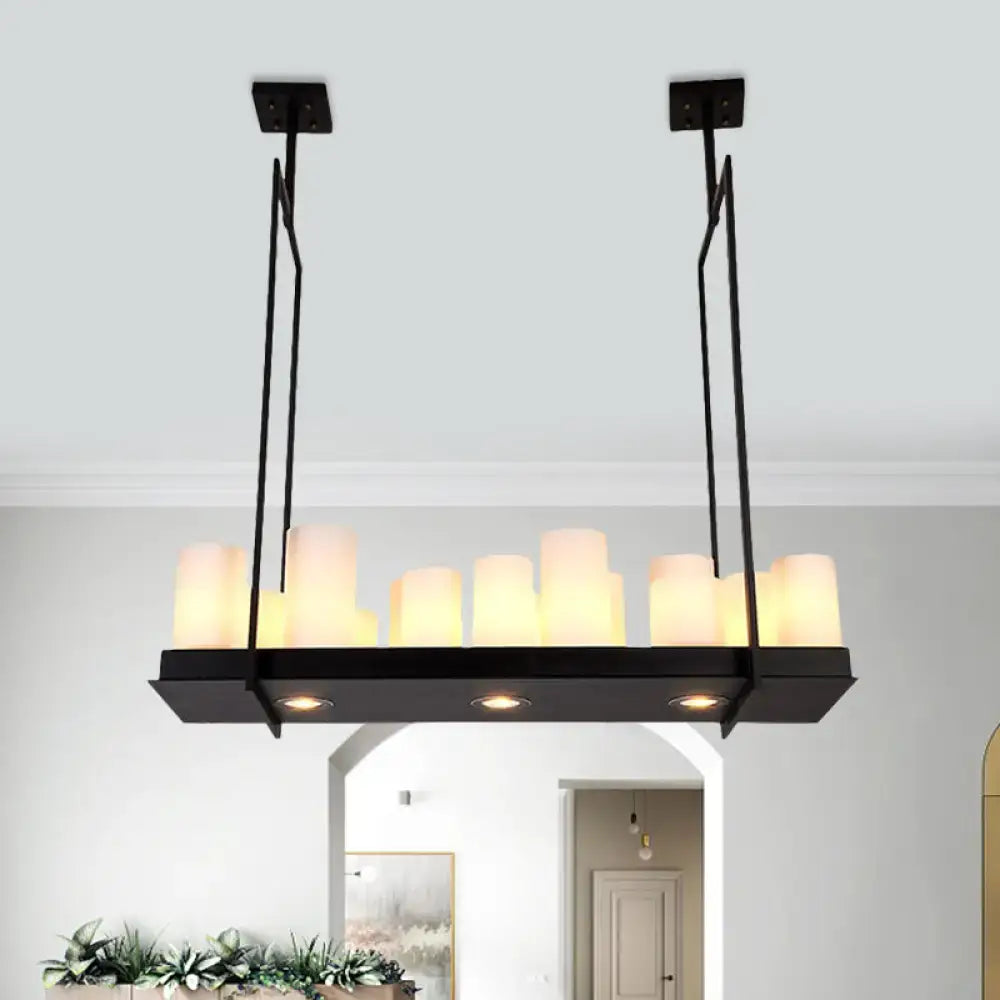 Traditional barrel frosted glass island pendant – dining room light