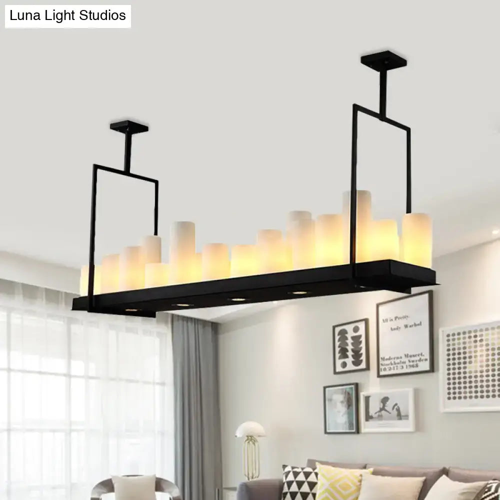 Traditional barrel frosted glass island pendant – dining room light