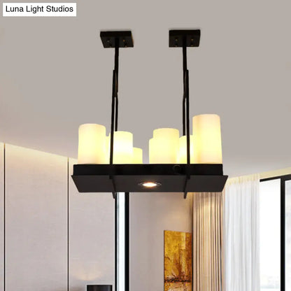 Traditional barrel frosted glass island pendant – dining room light