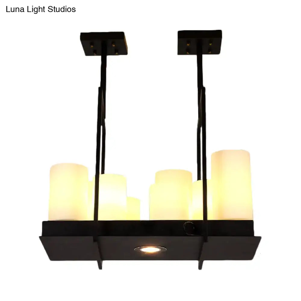 Traditional barrel frosted glass island pendant – dining room light