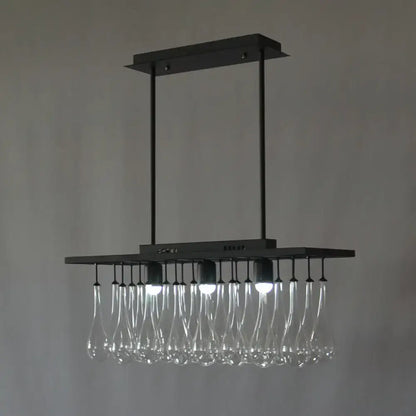 Traditional black island pendant light with crystal glass dining room