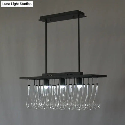 Traditional black island pendant light with crystal glass dining room