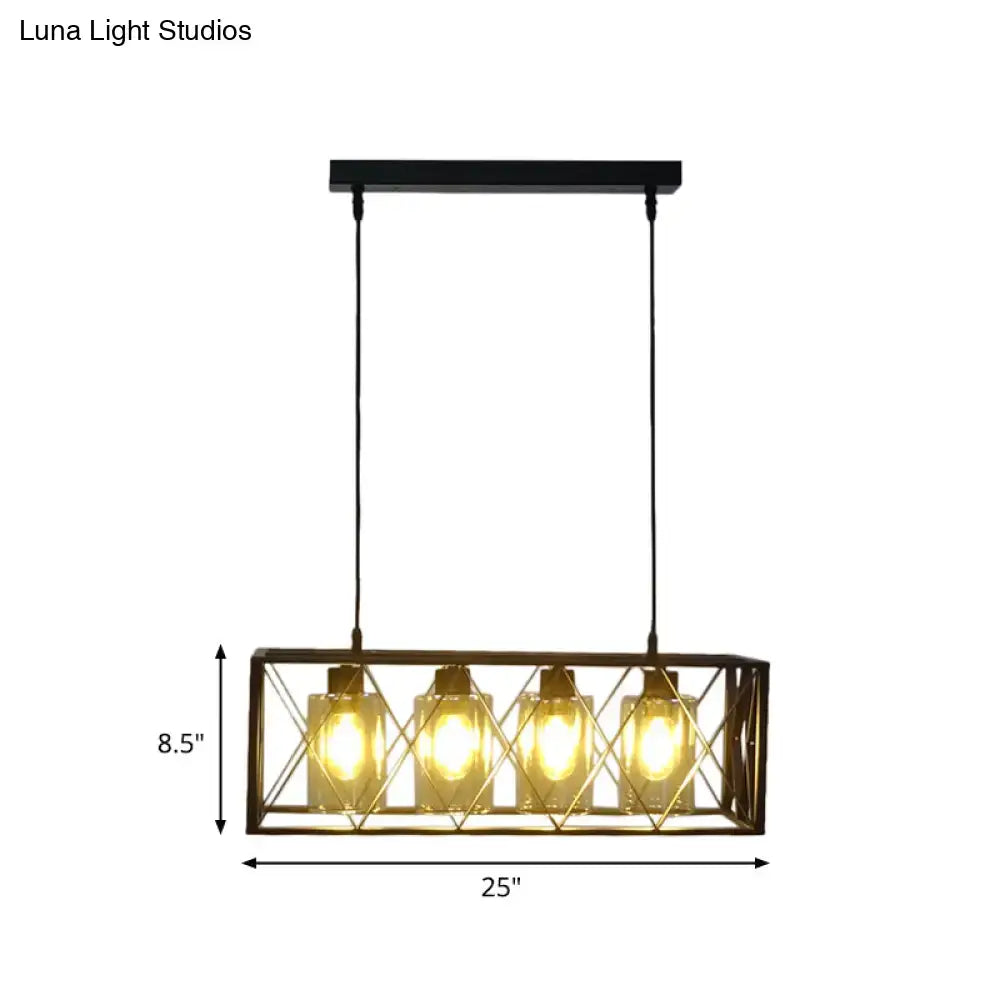 Industrial brass cross framed box pendant light dining room